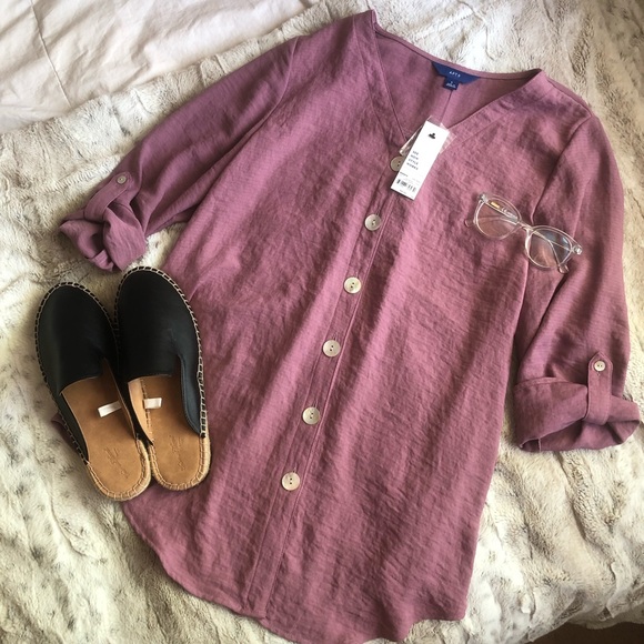 Apt. 9 Tops - LILAC PURPLE BUTTON UP NWT BLOUSE